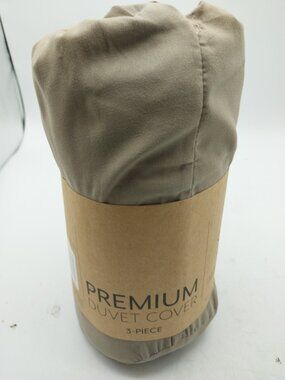 Premium Duvet Cover Set 3 Piece Full/Queen Size Taupe